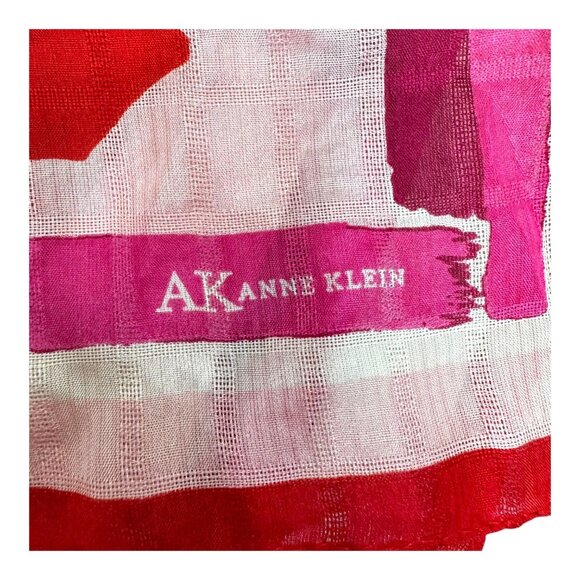 Artisan Tulip Print Silk Scarf Ann Klein Elegant Lightweight Silk Chiffon Oblong - Picture 2 of 6